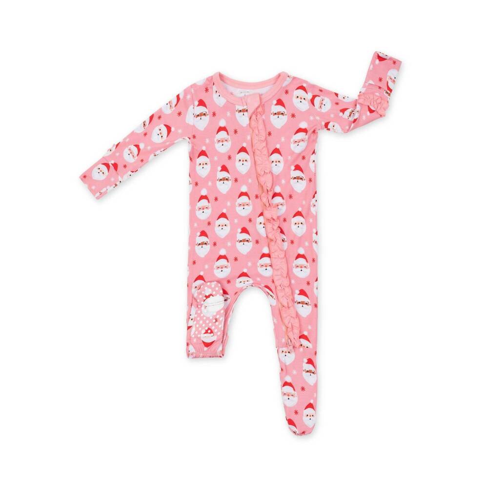 NEW MACARON + ME girls' vintage santa onesie in pink